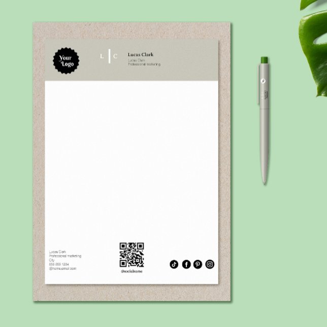 Berufliches Branding Modernes Minimalistisch Grau Briefbogen (Professional Branding Modern Minimalist Gray Letterhead)