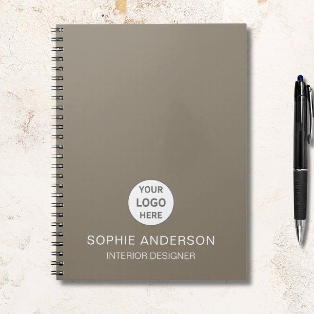 Berufliches Business mit modernen Logos Notizblock (Modern Custom Logo Taupe Professional Business Notebook)