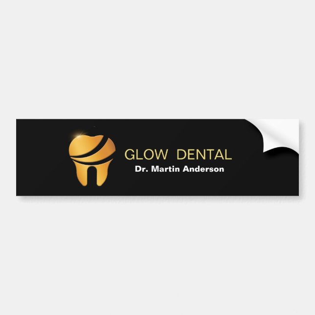 Berufliches Dental Clinic Gold Tooth Logo Autoaufkleber (Vorne)