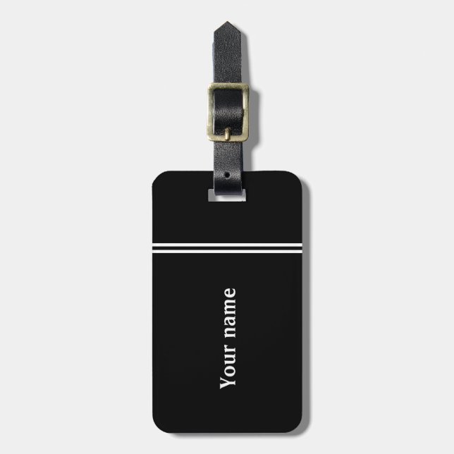 Berufliches Design personalisiert Schwarz Gepäckanhänger (Vorderseite vertikal)