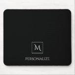 Berufliches einfacher Namen-Schwarzweiss-Monogramm Mousepad<br><div class="desc">Ein berufliches Schwarzweiss-mousepad mit einem einfachen modernen quadratischen mit einem Namen zu personifizieren Monogramm und einer Schablone.</div>