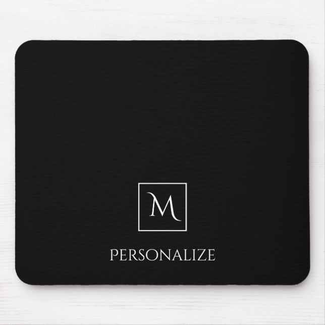 Berufliches einfacher Namen-Schwarzweiss-Monogramm Mousepad (Vorne)