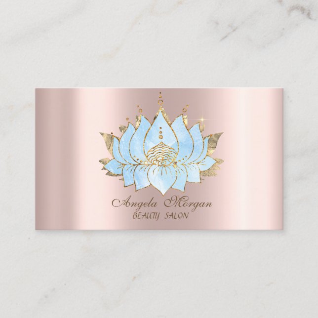 Berufliches einfaches Gold Blue Lotus Rose Gold Visitenkarte (Vorderseite)