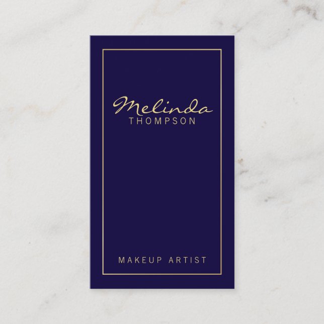 Berufliches einfaches, modernes Navy Blue und Gold Visitenkarte (Vorderseite)