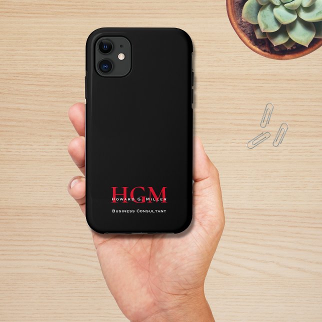 Berufliches einfaches Monogramm-Logo Schwarz Rot Case-Mate iPhone Hülle (Von Creator hochgeladen)
