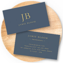 Berufliches, einfaches Monogramm Navy Blue Gold Visitenkarte