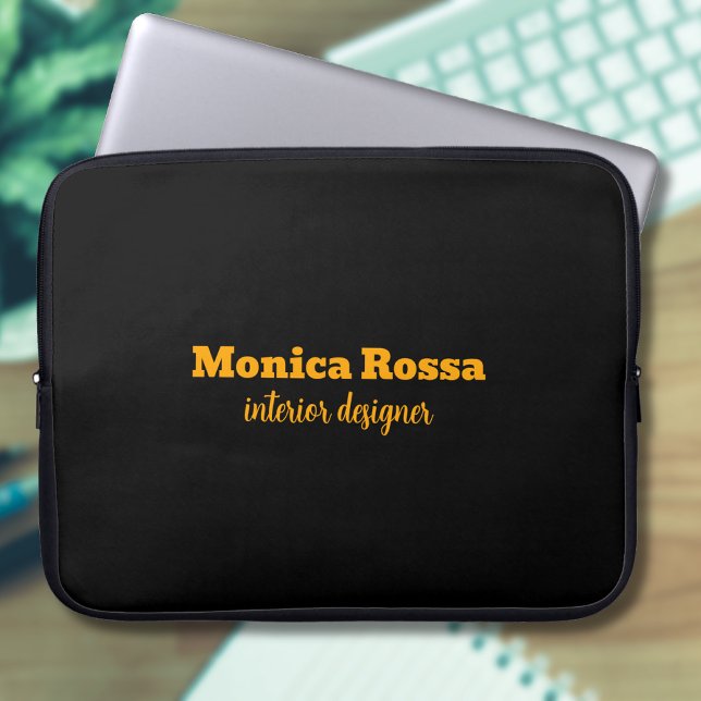 Berufliches Einfaches Neonorange Schwarz Laptopschutzhülle (Von Creator hochgeladen)