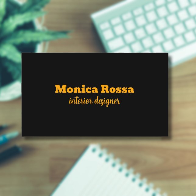 Berufliches Einfaches Neonorange Schwarz Visitenkarte (Von Creator hochgeladen)