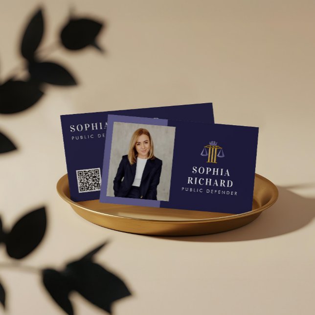 Berufliches elegantes Foto der Rechtsanwaltskanzle Visitenkarte (Professional Elegant Justice Scale Law Firm Photo Business Card)