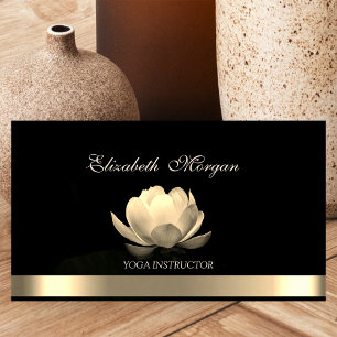 Berufliches Elegantes Gold Lotus, Yoga Black Visitenkarte