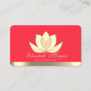 Berufliches Elegantes Gold Lotus, Yoga Red Visitenkarte