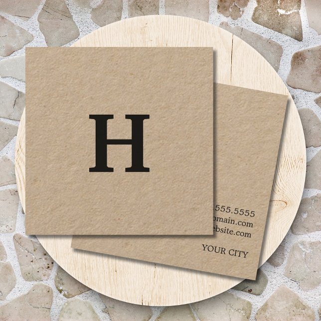 Berufliches elegantes Minimal-Kraft-Black-Monogram Quadratische Visitenkarte (Von Creator hochgeladen)