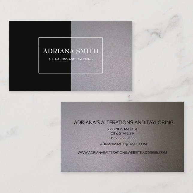 Berufliches Elegantes modernes Metallisches Schwar Visitenkarte (Vorne/Hinten)