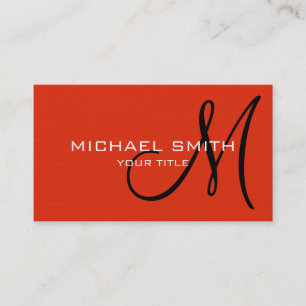 Berufliches elegantes Monogramm Schlicht Red Orang Visitenkarte