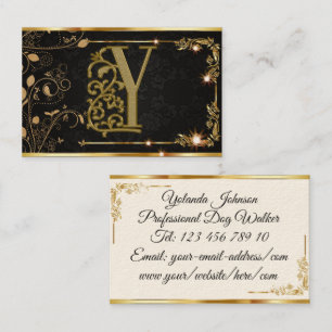Berufliches, elegantes Monogramm Schwarz und Gold Visitenkarte