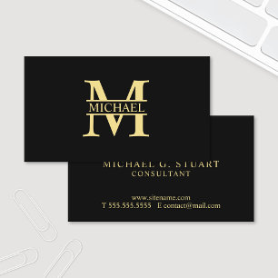 Berufliches elegantes Monogramm-Schwarzes und Gold Visitenkarte
