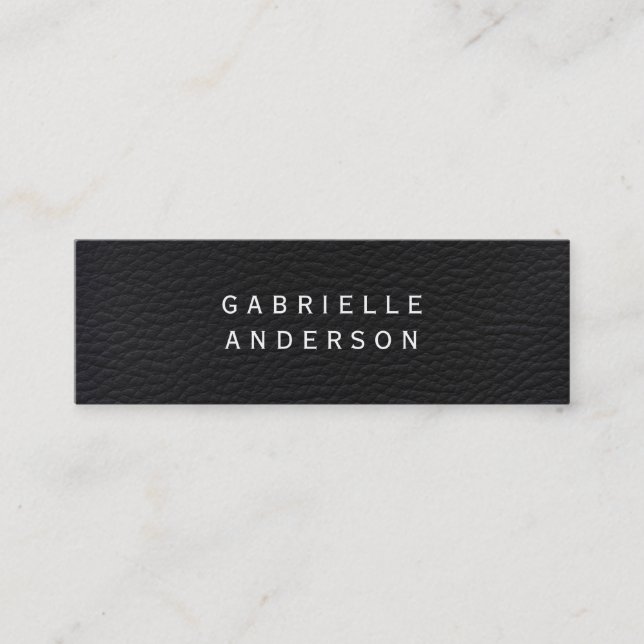 Berufliches, elegantes schwarzes Leder Mini Visitenkarte (Vorderseite)