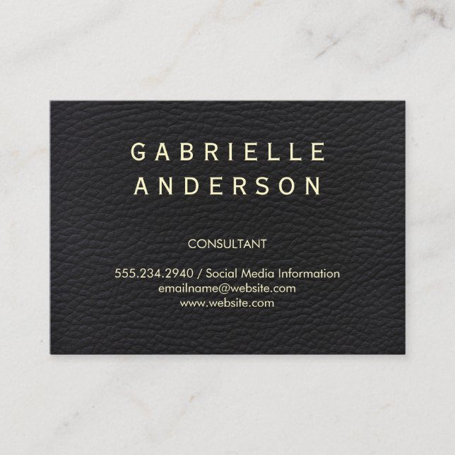 Berufliches, elegantes schwarzes Leder mit fett fo Visitenkarte (Vorderseite)