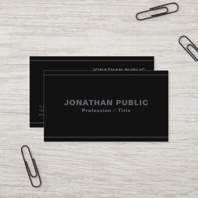 Berufliches elegantes Template Black & Anthracite Visitenkarte (Vorderseite/Rückseite Beispiel)