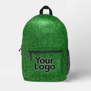 Berufliches Emerald Green Funkelnd Glitzer-Logo Bedruckter Rucksack