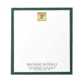Berufliches Emerald Green Leather Square-Logo Notizblock