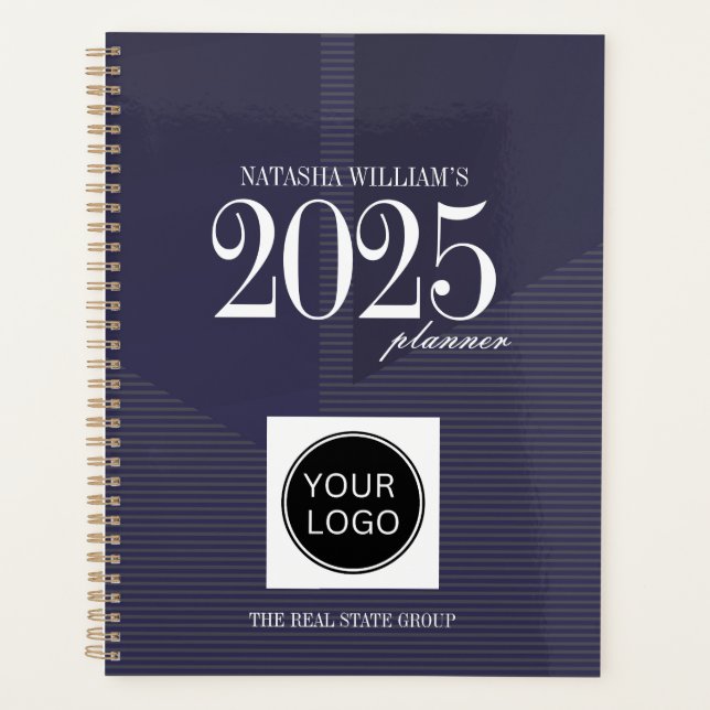 Berufliches Firmenlogo Custom Navy 2025 Planer (Vorderseite)