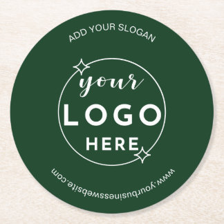 Berufliches Firmenlogo Minimalistisch grün Runder Pappuntersetzer