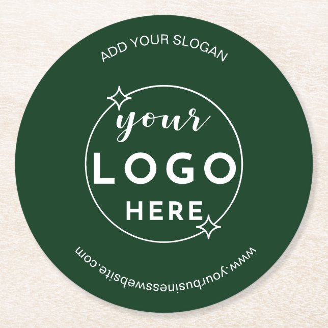 Berufliches Firmenlogo Minimalistisch grün Runder Pappuntersetzer (Vorderseite)