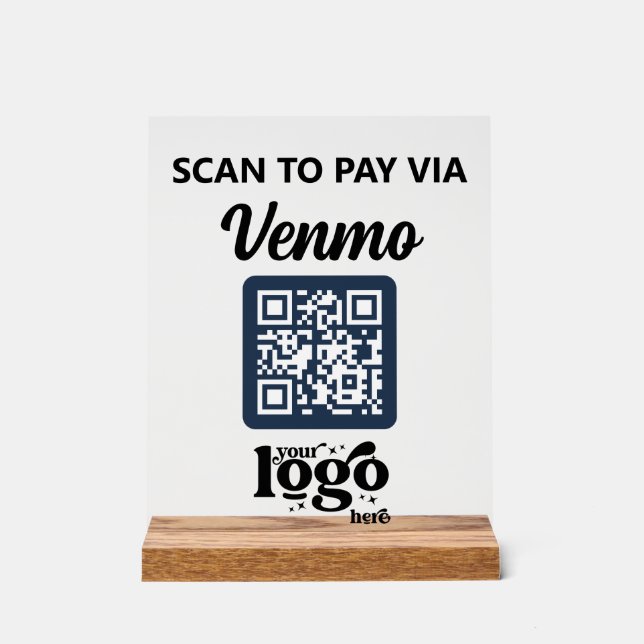 Berufliches Firmenlogo QR Code Business Blue Acrylschild (Vorderseite)