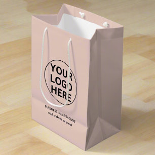 Berufliches Firmenlogo und Text in Rosa Mittlere Geschenktüte