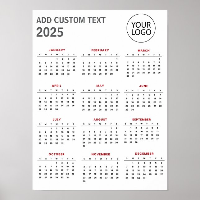 Berufliches Firmenlogo und Text-Kalender 2025 Poster (Vorne)