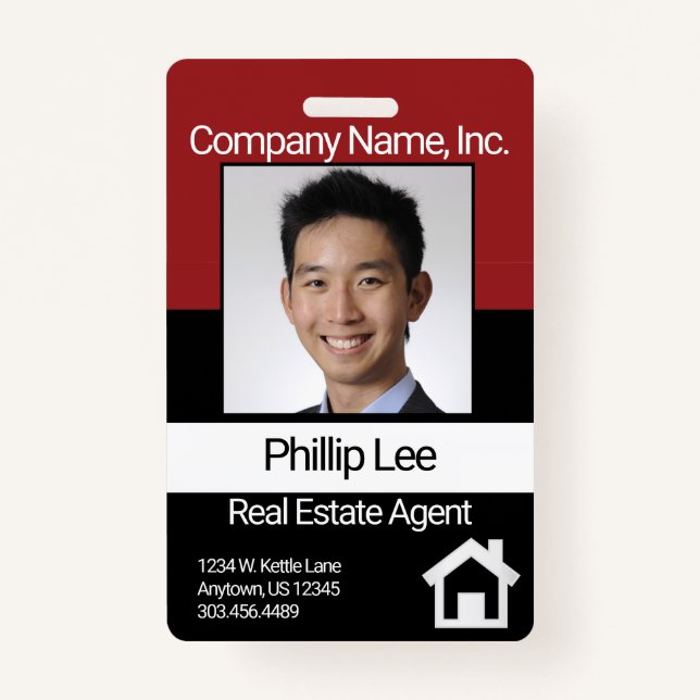 Berufliches Foto Abzeichen - Dunkelrot / Schwarz Ausweis (Vorderseite)