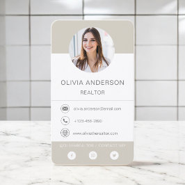 Berufliches Foto Beige Terracotta Business Card Visitenkarte