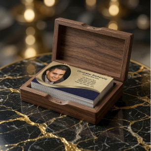 Berufliches Foto für Schwarz und Beige Visitenkarte