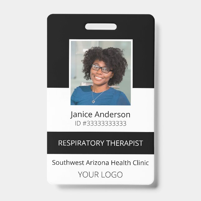 Berufliches Foto Mitarbeiter Schwarze ID-Abzeichen Ausweis (Vorderseite)