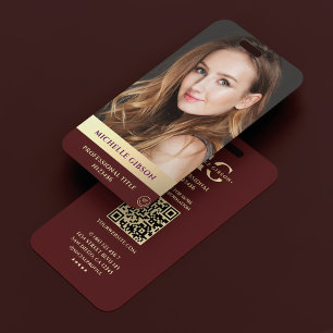 Berufliches Foto Monogram Burgundy Gold Modern Ausweis