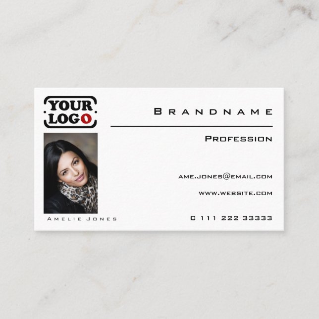 Berufliches  Foto oder Logo in klassischem Weiß Visitenkarte (Vorderseite)