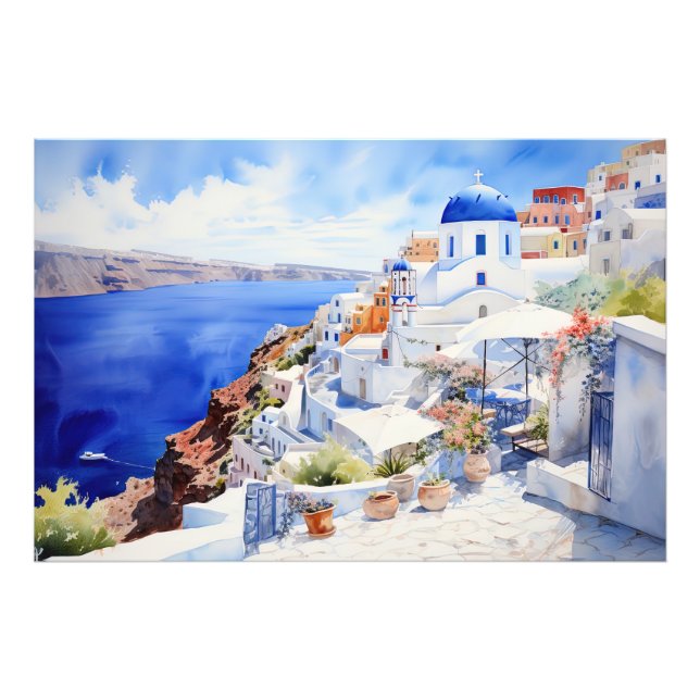 Berufliches Foto Papier (Satin) Oia Santorini (Vorne)