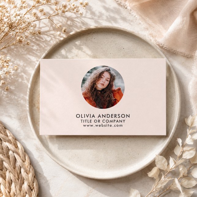 Berufliches Foto QR-Code in Rosa Visitenkarte (Modern Blush Pink Professional Photo QR Code Business Card)