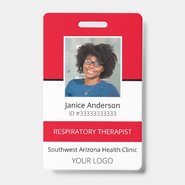 Berufliches Foto Red Employee ID-Abzeichen Ausweis (Vorderseite)