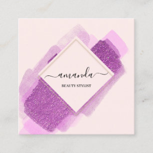 Berufliches Frame Beauty Makeuty Logo Lila rosa Quadratische Visitenkarte