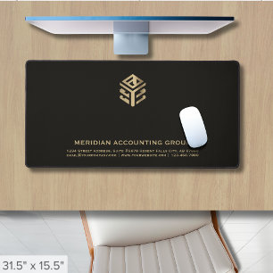 Berufliches geometrisches Schwarz-Gold-Logo Schreibtischunterlage
