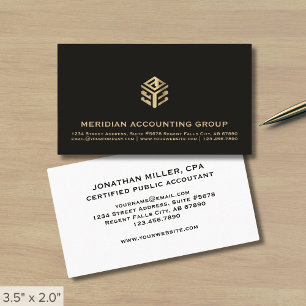 Berufliches geometrisches Schwarz-Gold-Logo Visitenkarte