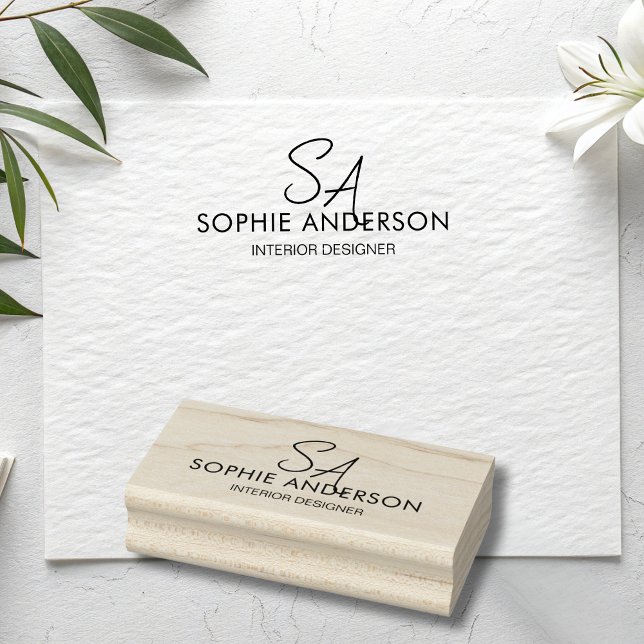 Berufliches Geschäft mit modernen Monogrammen Gummistempel (Modern Monogram Logo Professional Business Rubber Stamp)