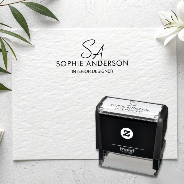 Berufliches Geschäft mit modernen Monogrammen Permastempel (Modern Monogram Logo Professional Business Self-Inking Stamp)