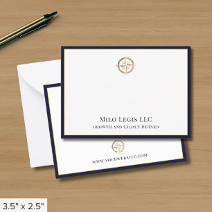 Berufliches Gold-Logo Navy Blue Border Mitteilungskarte