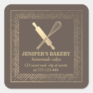 Berufliches Goldwalzengebäck Button Whisky Koch Quadratischer Aufkleber