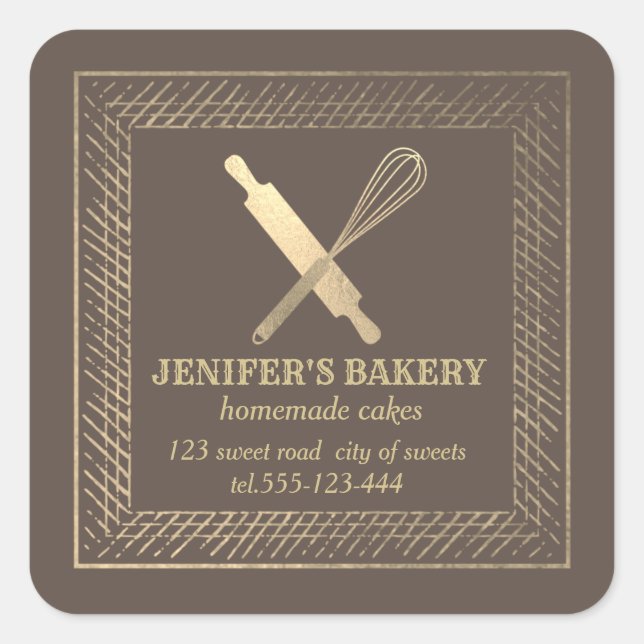 Berufliches Goldwalzengebäck Button Whisky Koch Quadratischer Aufkleber (Vorderseite)