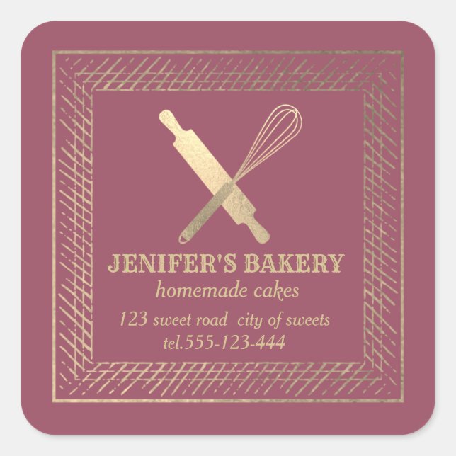 Berufliches Goldwalzengebäck Button Whisky Koch Quadratischer Aufkleber (Vorderseite)