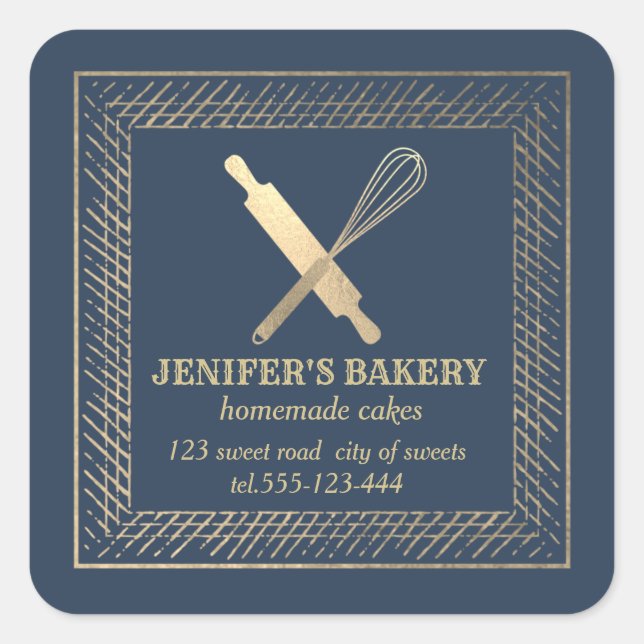 Berufliches Goldwalzengebäck Button Whisky Koch Quadratischer Aufkleber (Vorderseite)